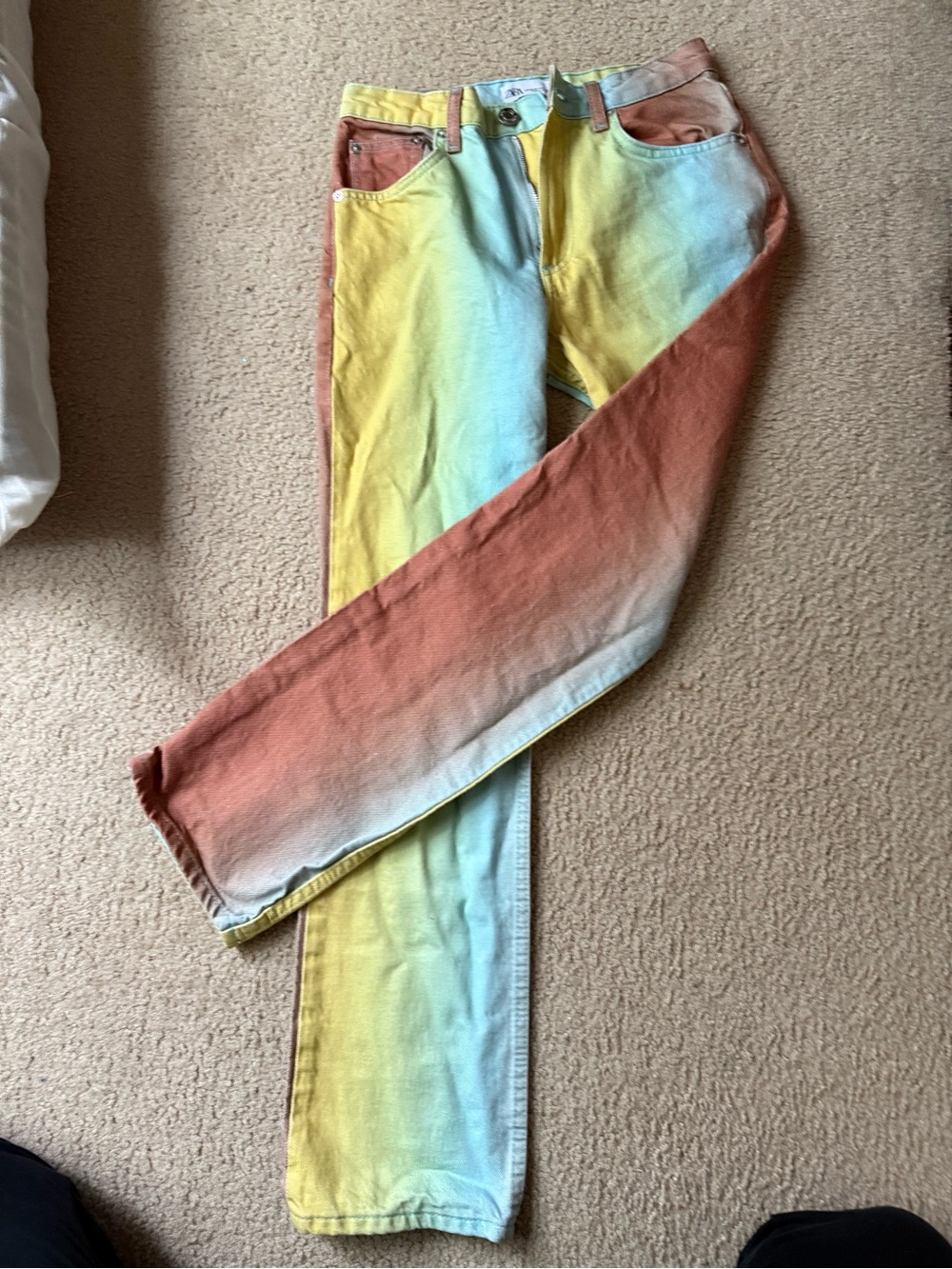 Zara Pastel Tie-Dye Jeans in Yellow & Blue